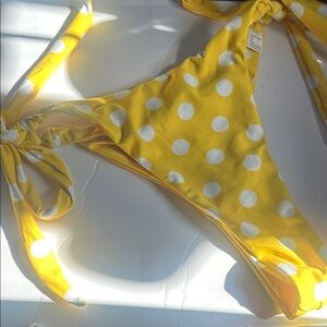 Swim bikini bottom tie side Yellow / White polka dot S